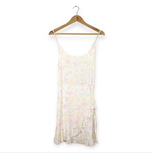 NWT Row A White Floral Ruffle Spaghetti Strap Mini Dress